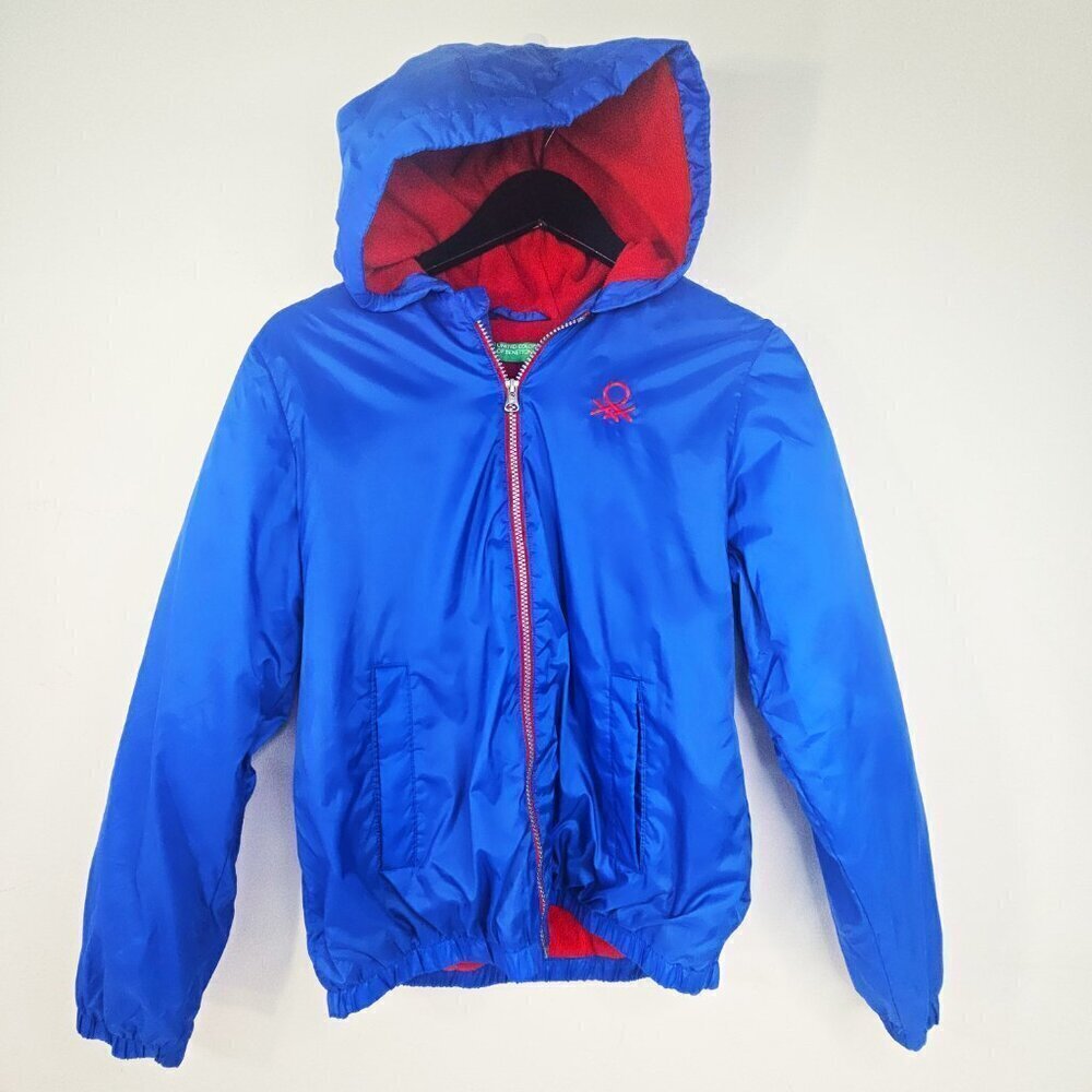 Vintage United Colors ofBenetton Y2K Royal Blue Fleece Lined Hooded Jacket